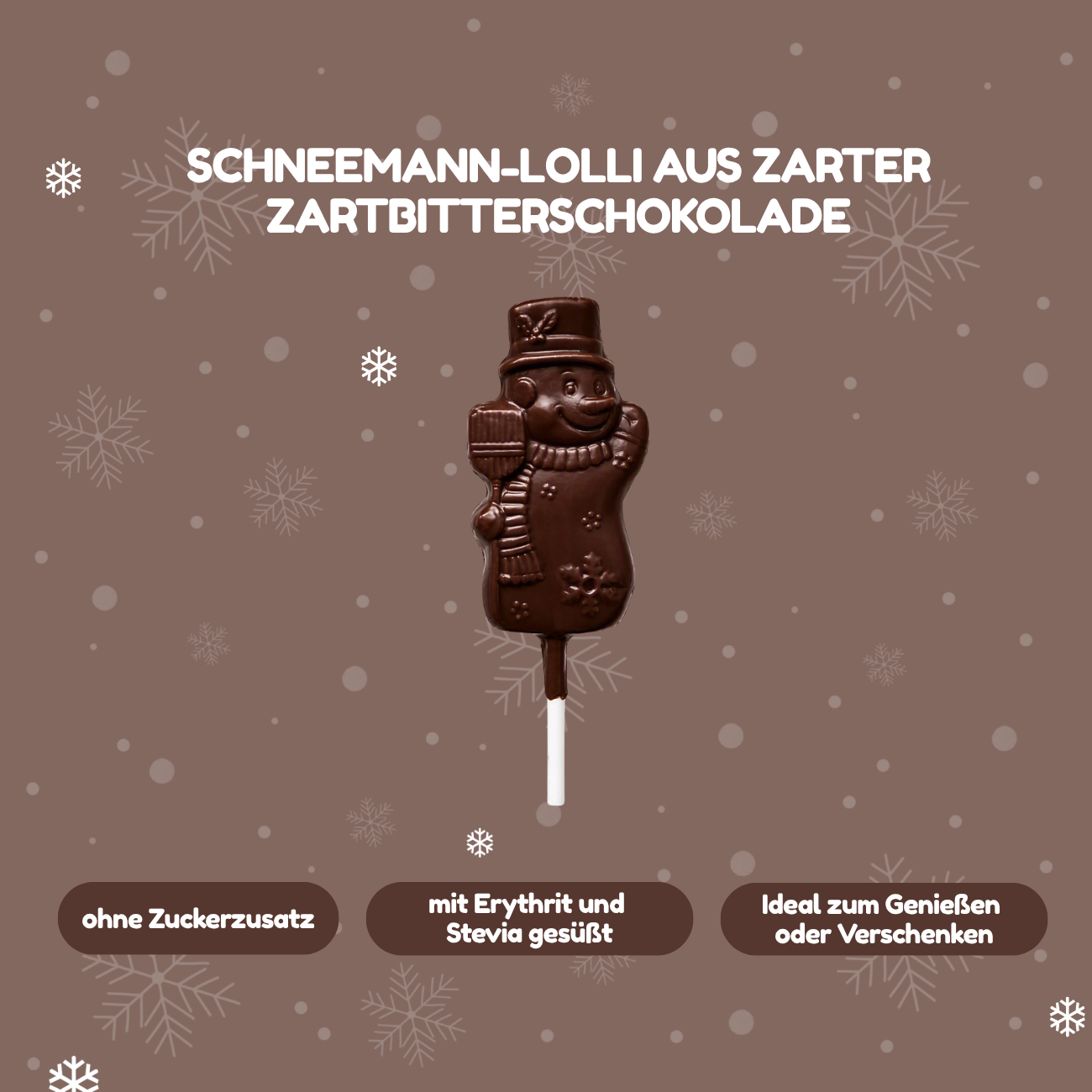 NO SUGAR SUGAR Chocolate Lolly Snowman Dark 10g