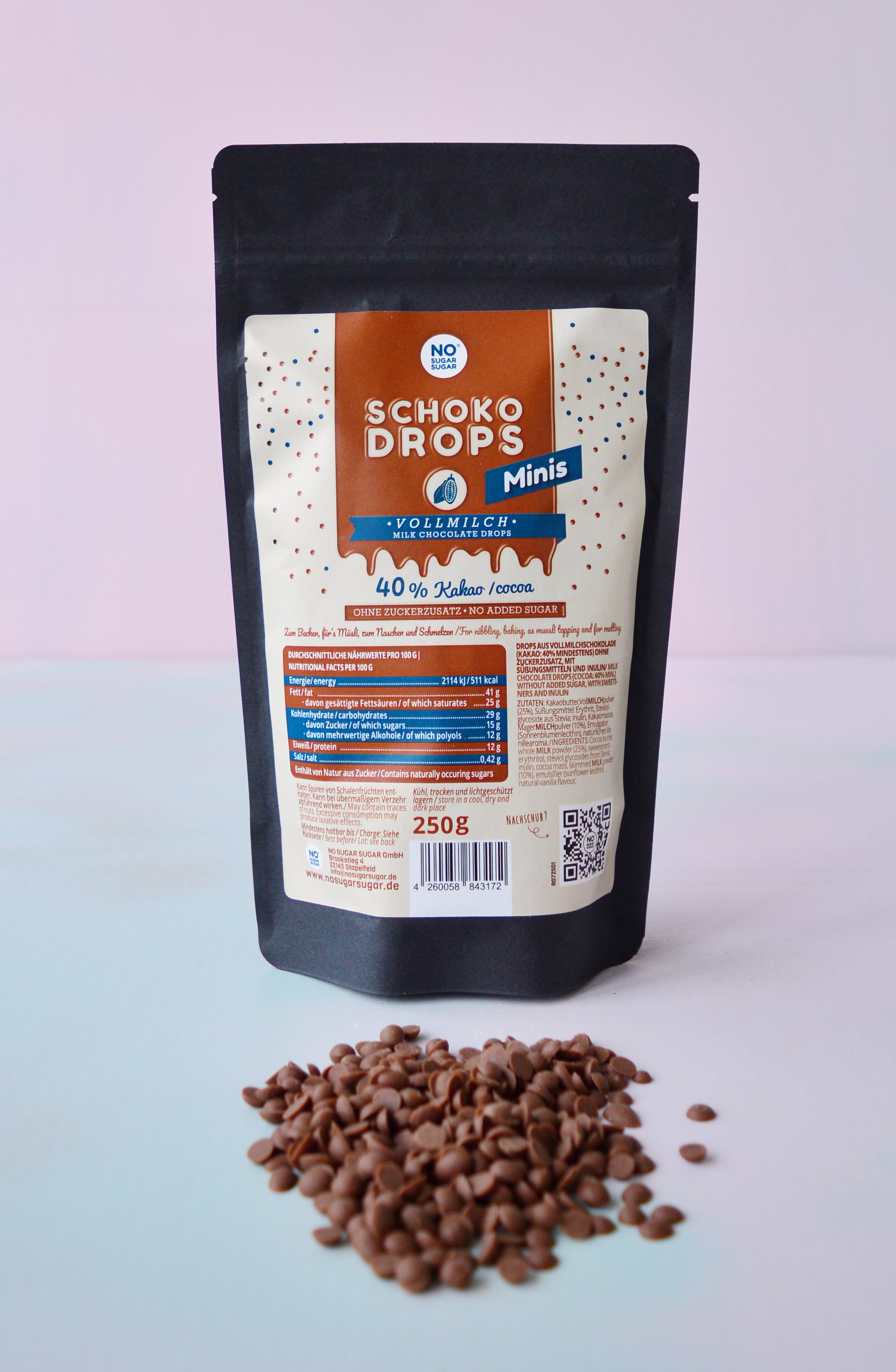 NO SUGAR SUGAR Chocolate Drops Minis Whole Milk 250g