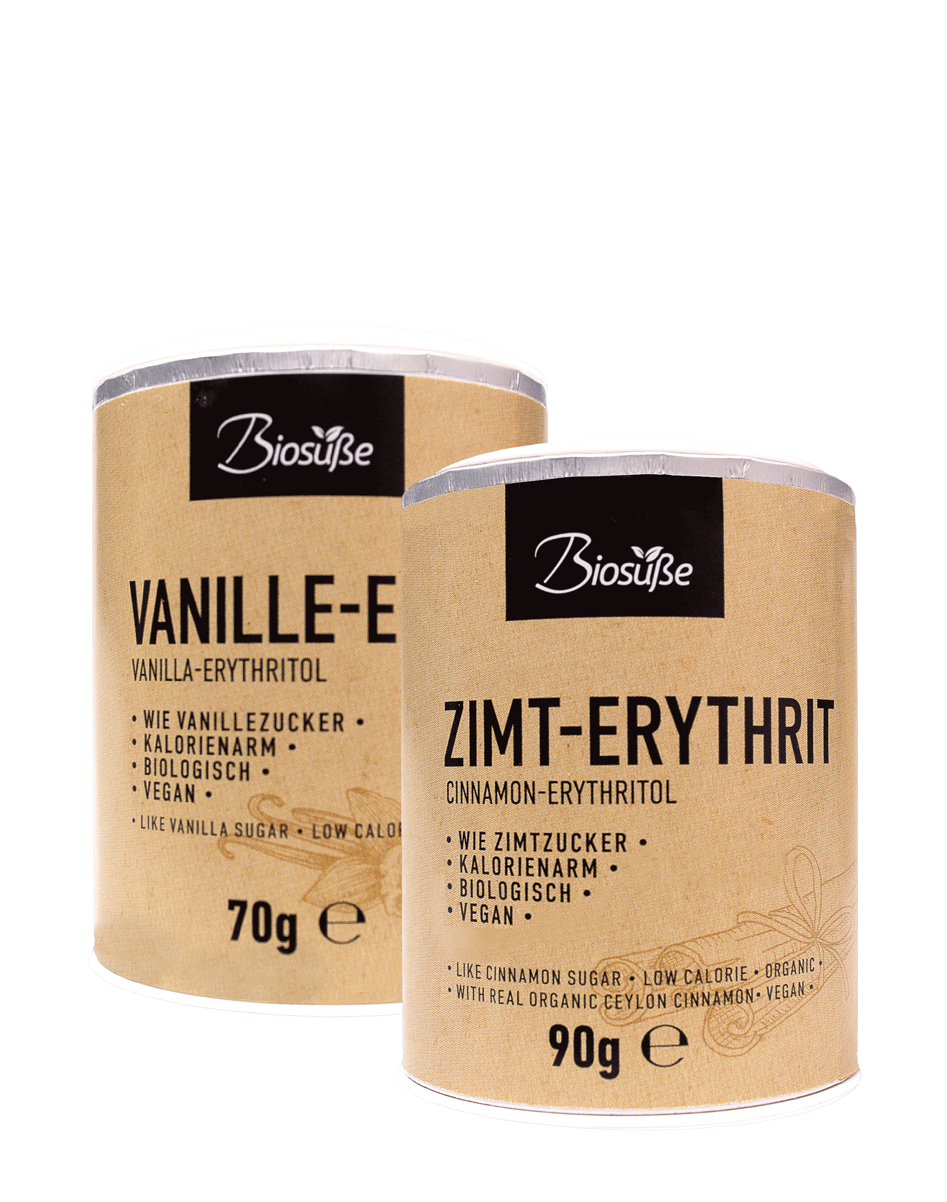Biosüße tasting set of Organic Erythritol Vanilla & Organic Erythritol Cinnamon