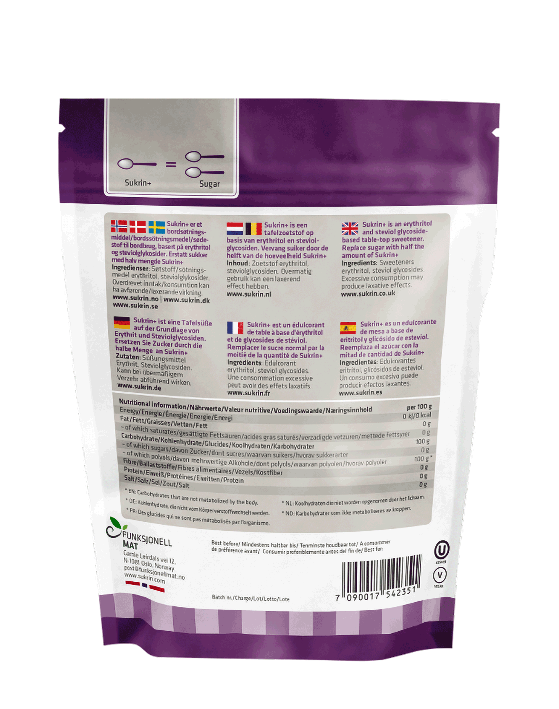 SUKRIN Pluss Erythritol+Stevia 500g