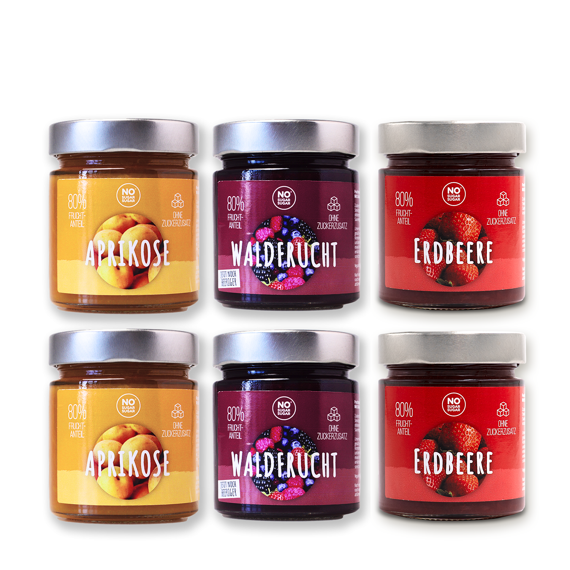 NO SUGAR SUGAR Fruit Spread tasting set 6 glases