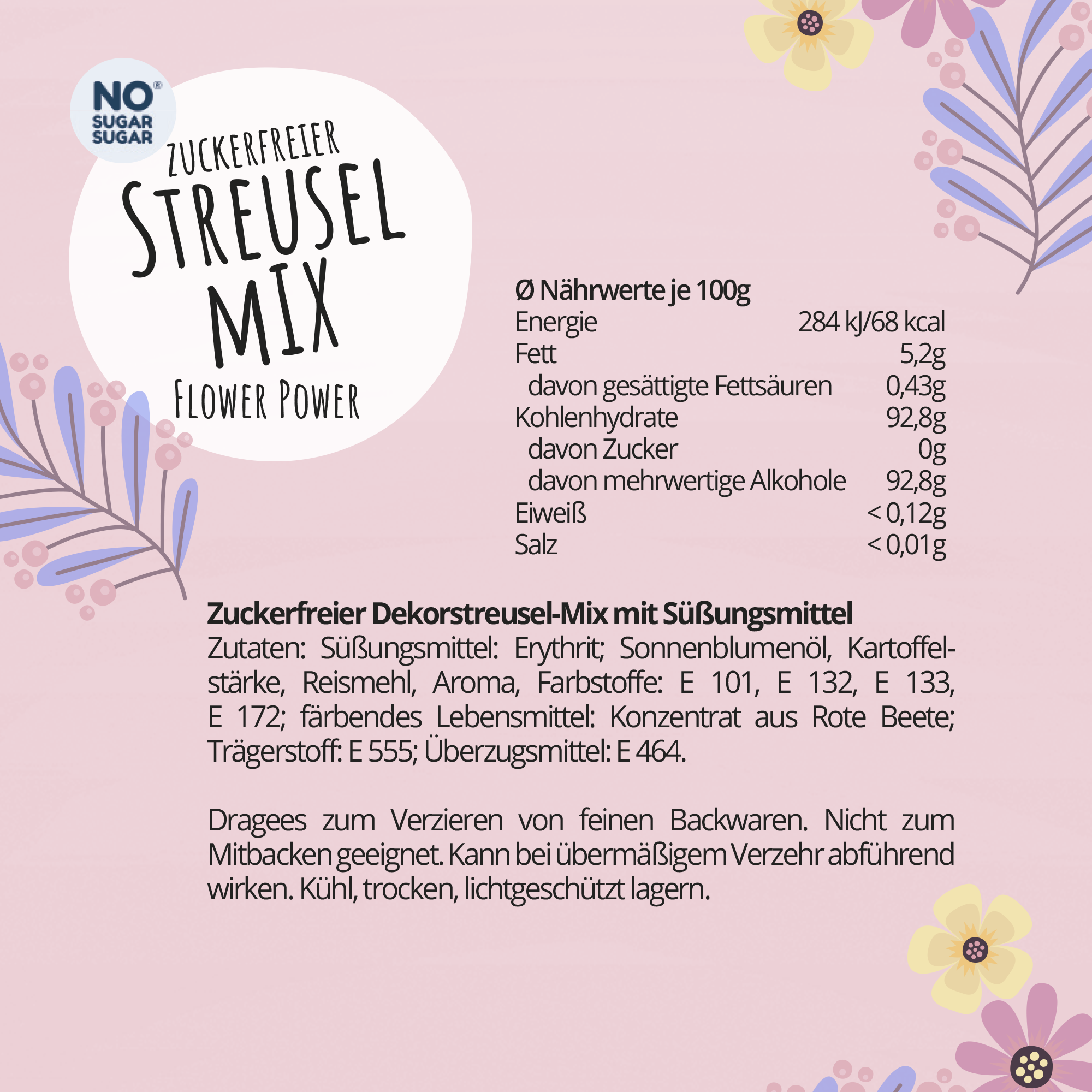NO SUGAR SUGAR Sprinklemix Flower Power 90g
